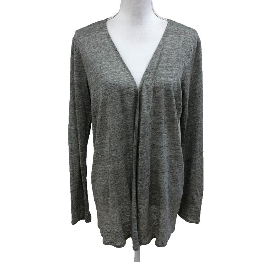 Neiman Marcus Majestic Paris Linen Cardigan Sweater Womens 3 Large Gray Normcore